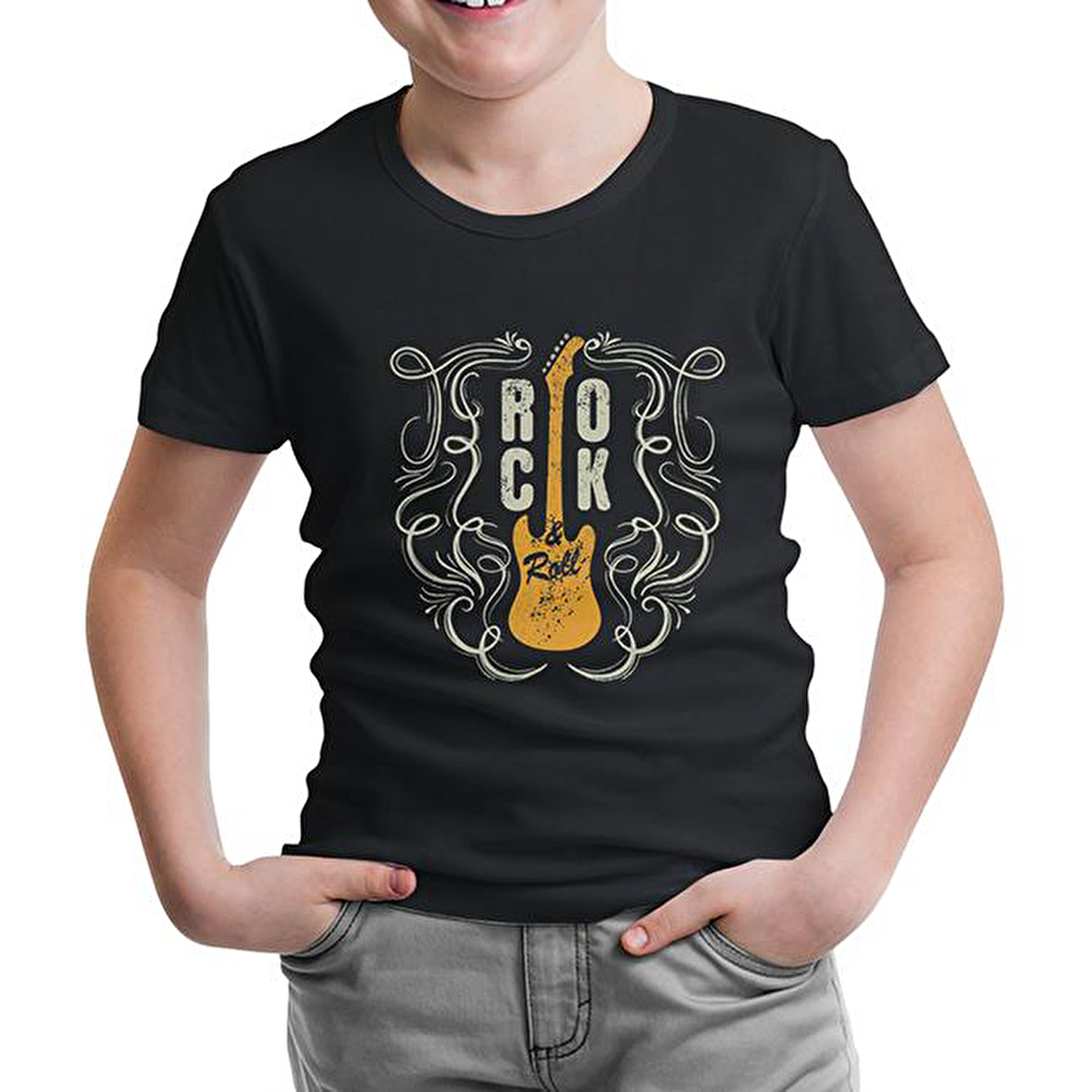 Rock 'n Roll Guitar Siyah Çocuk Tshirt