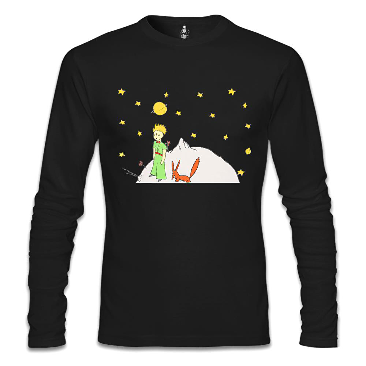 Küçük Prens - Moon and Back Siyah Erkek Sweatshirt