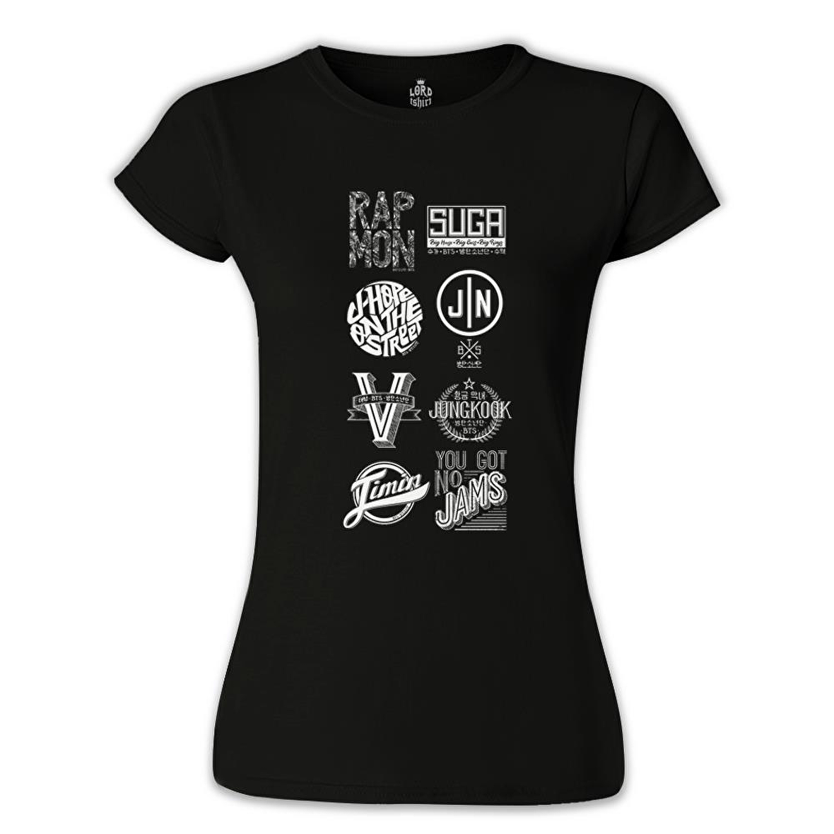 BTS -  Logo Siyah Kadın Tshirt