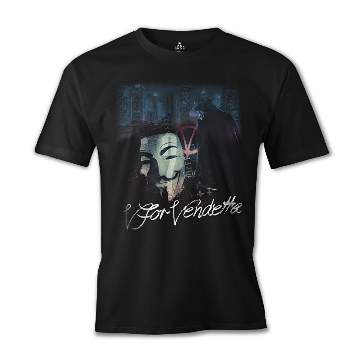 V for Vendetta Siyah Erkek Tshirt