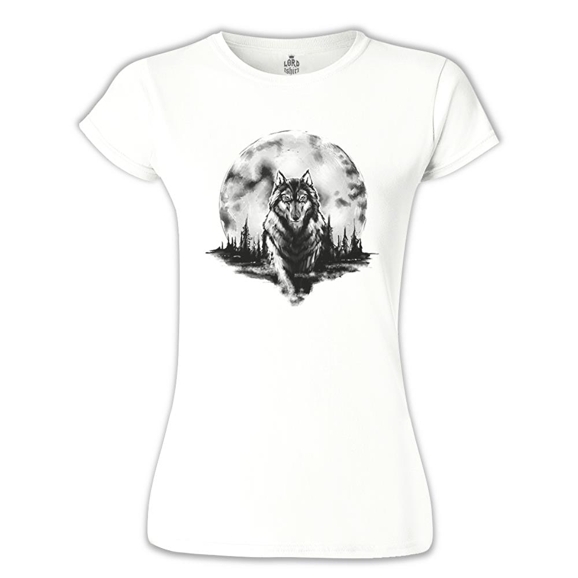 Kurt ve Ay 2 Beyaz Bayan Tshirt
