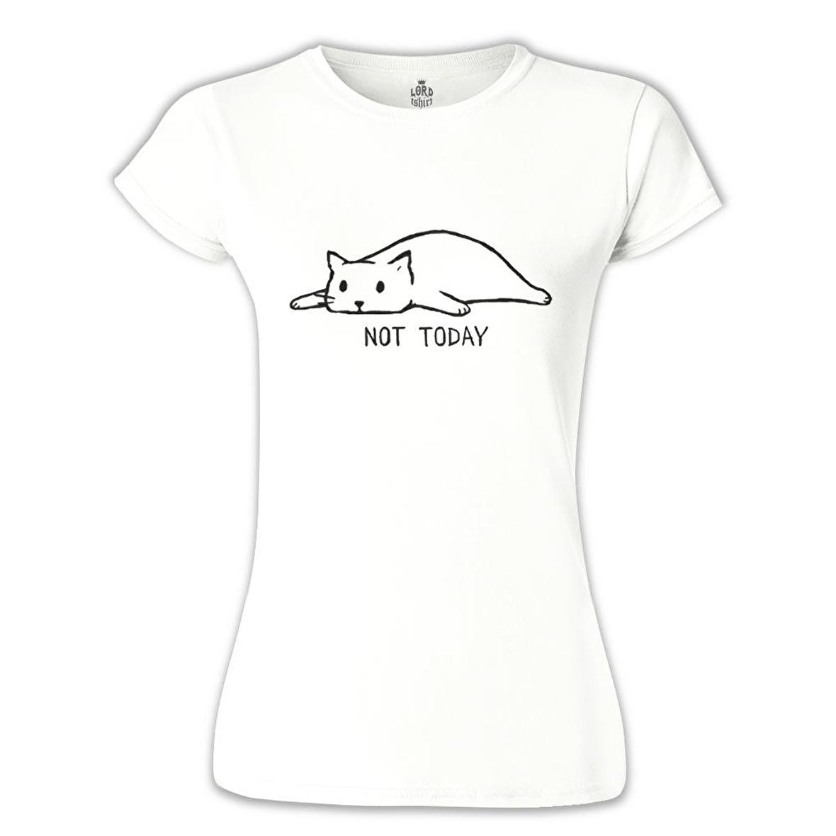 Kedi - Not Today! Beyaz Bayan Tshirt