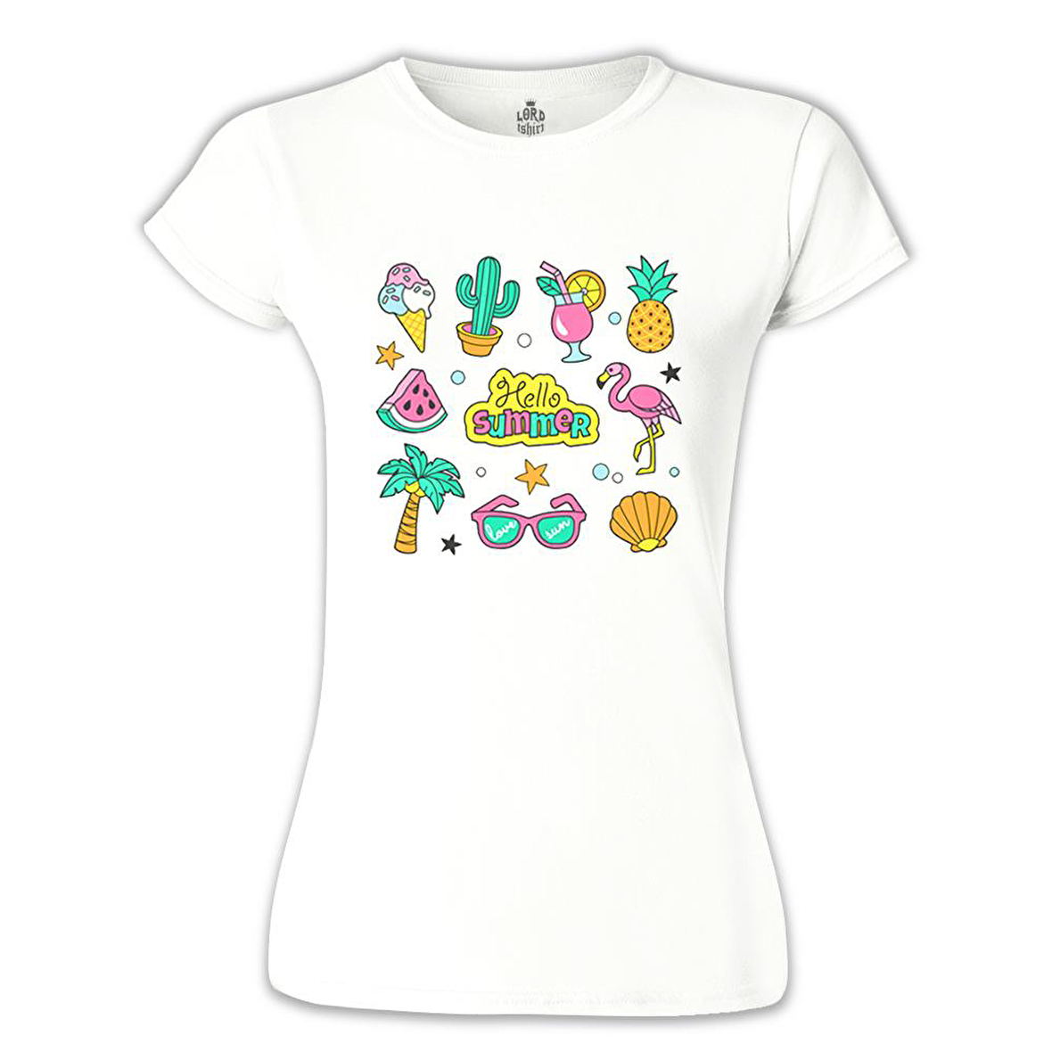 Hello Summer Beyaz Bayan Tshirt