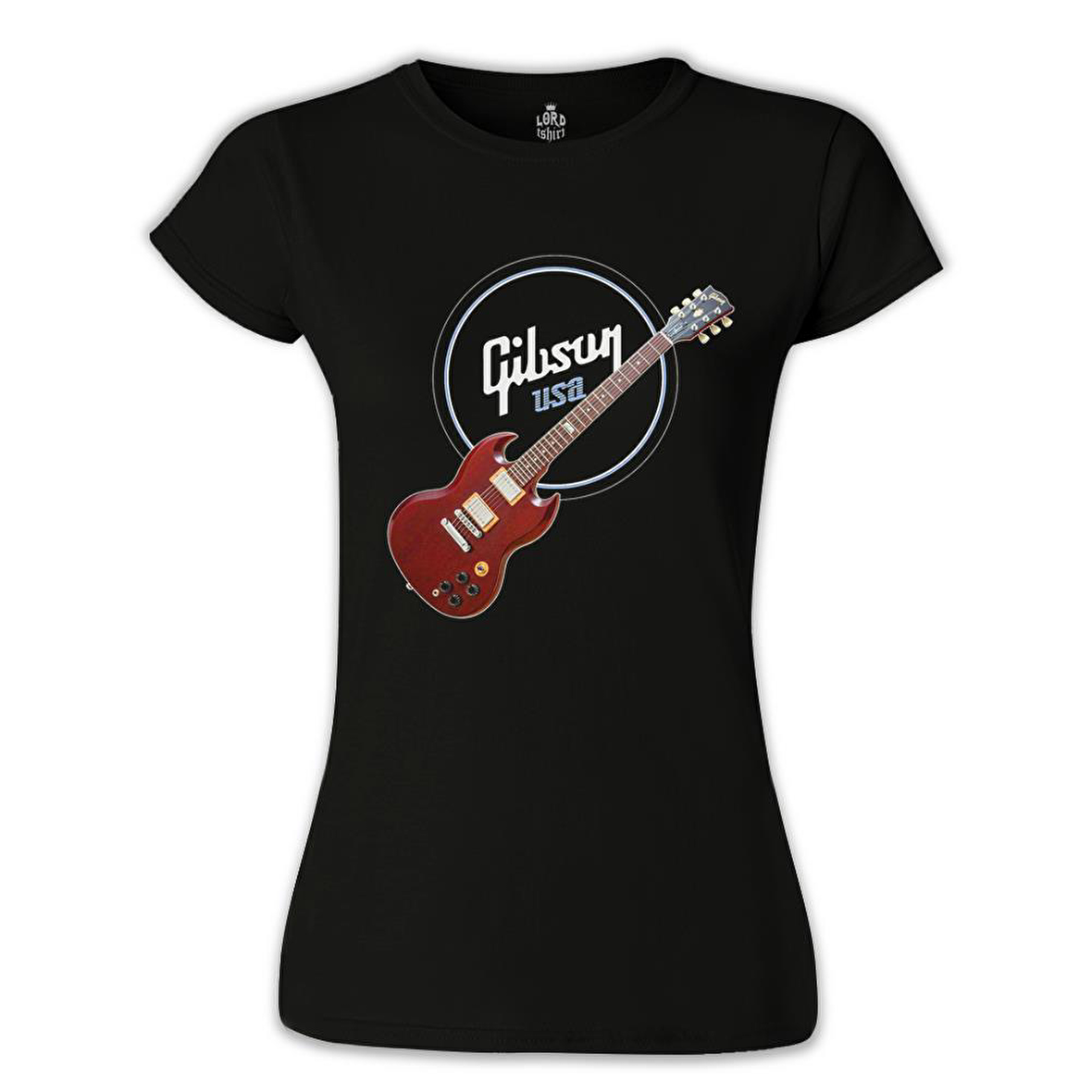 Gitar - Gibson - USA Siyah Kadın Tshirt