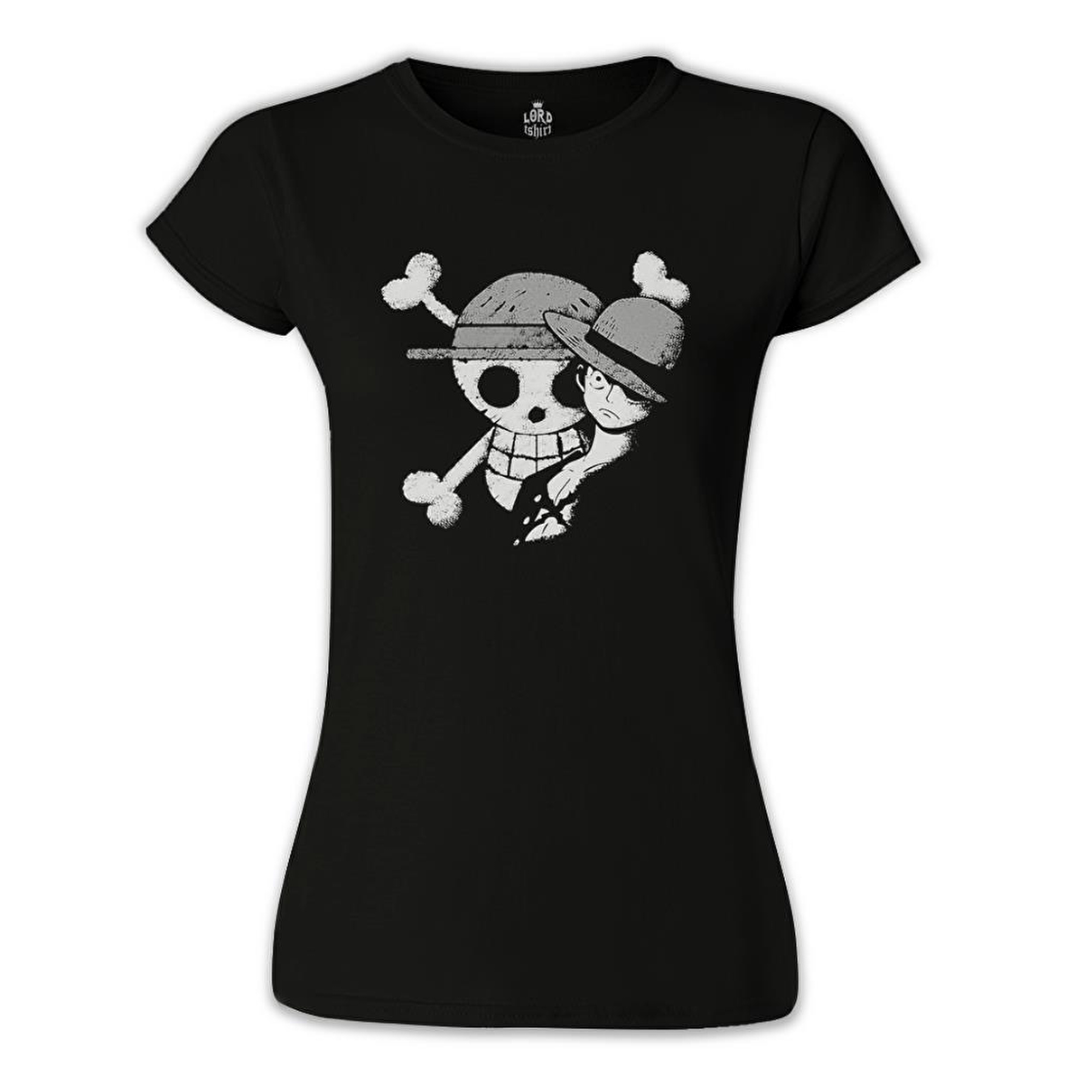 One Piece - Luffy Straw Hat 4 Siyah Bayan Tshirt