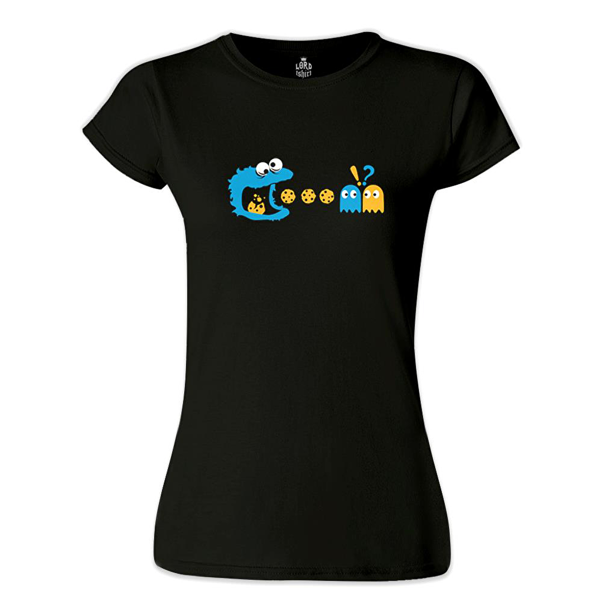 Pac-Man - Kurabiye Canavarı Siyah Bayan Tshirt