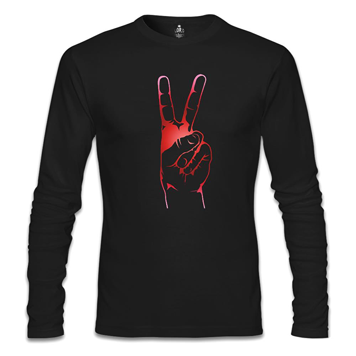 Zafer İşareti Siyah Erkek Sweatshirt