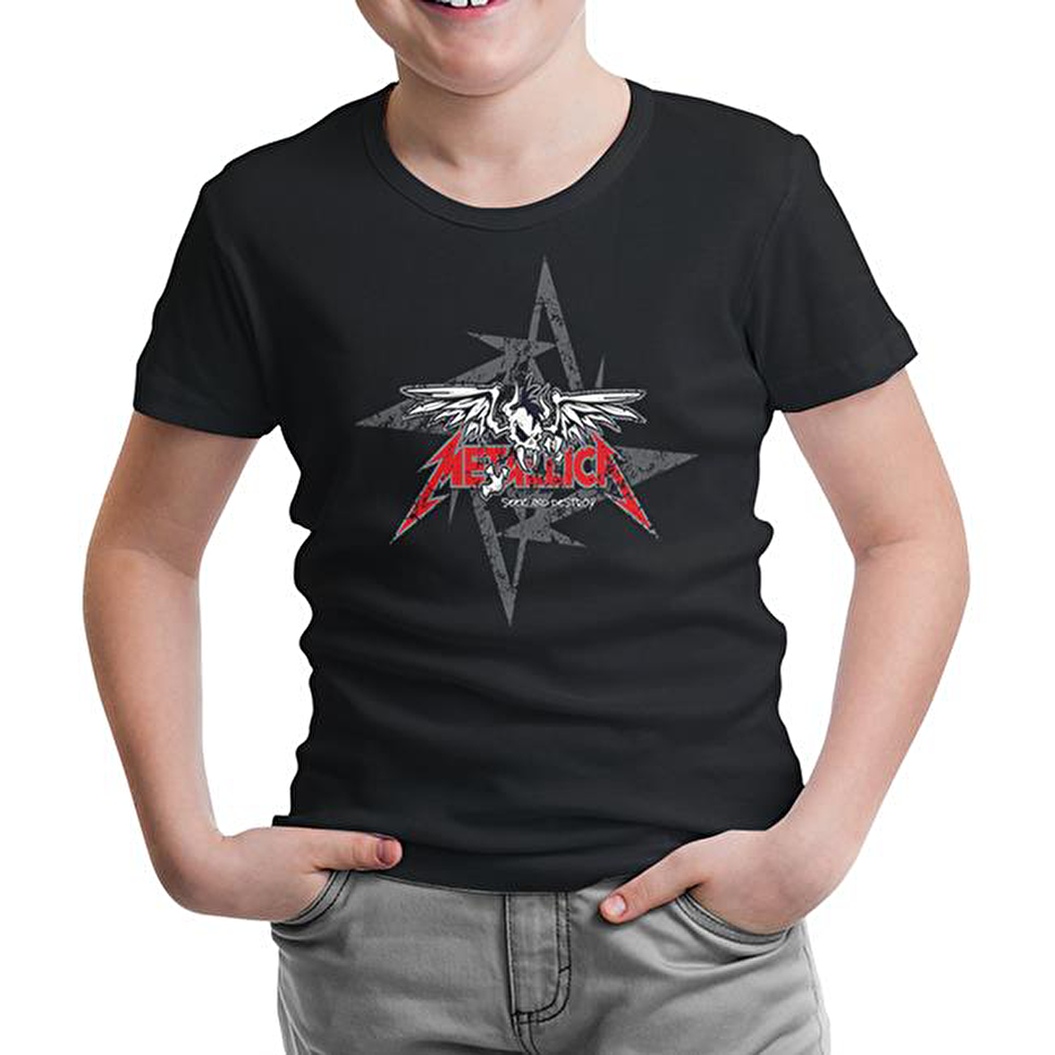 Metallica - Seek and Destroy Logo Siyah Çocuk Tshirt