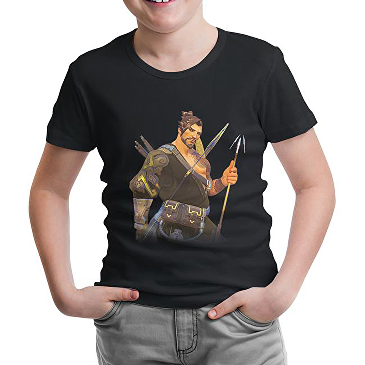 Overwatch - Hanzo Siyah Çocuk Tshirt