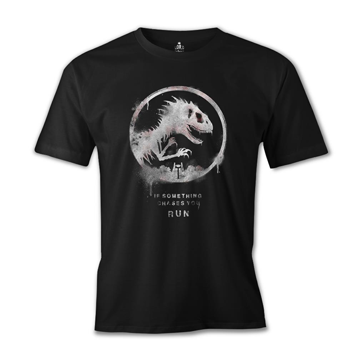 Jurassic Park - Run Siyah Erkek Tshirt