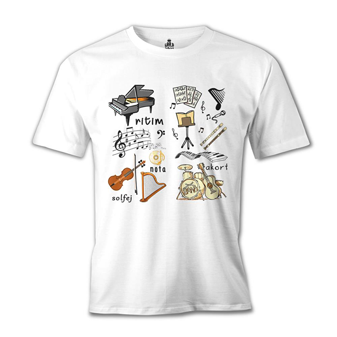 Müzik - Akort Beyaz Erkek Tshirt