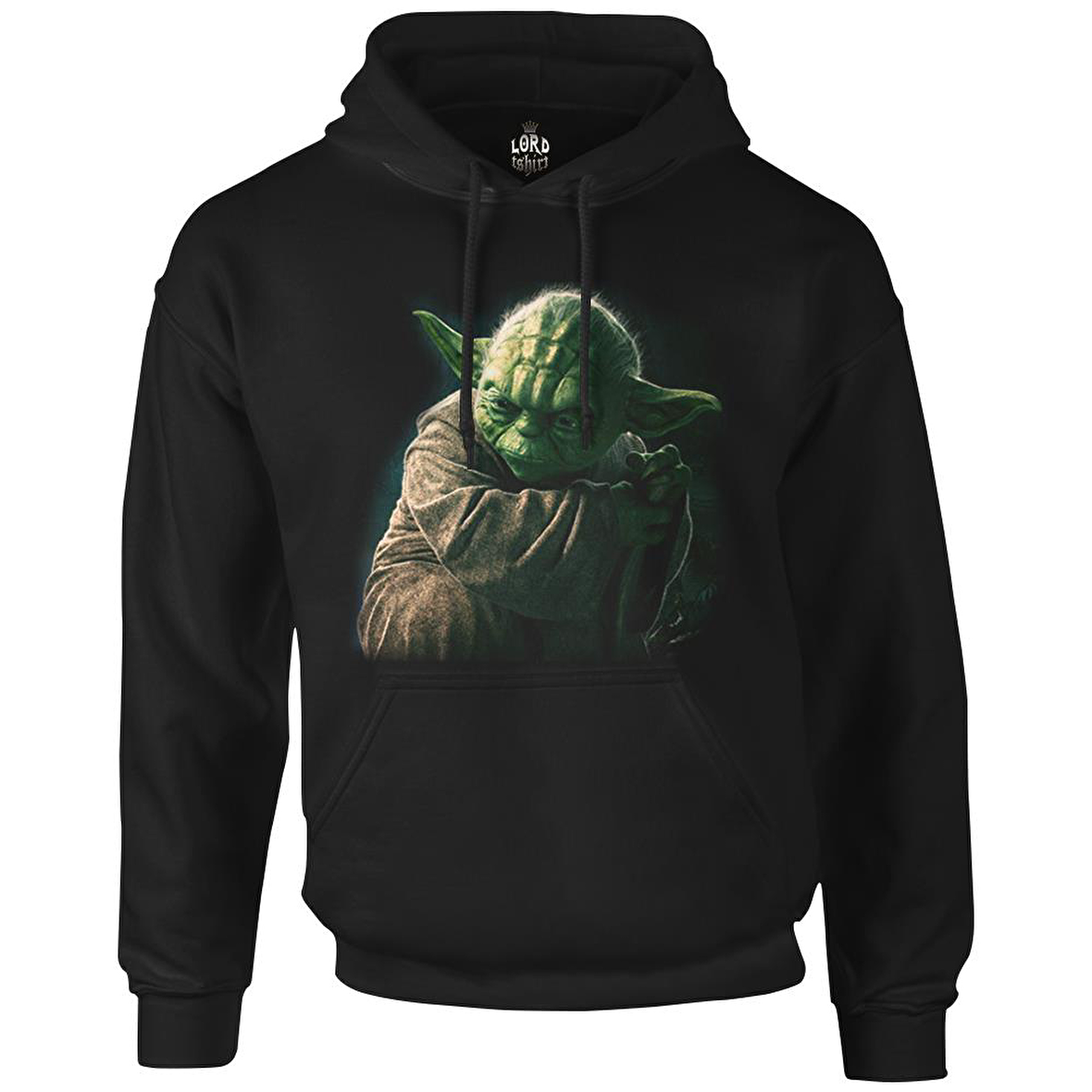 Star Wars - Yoda 3 Siyah Erkek Fermuarsız Kapşonlu