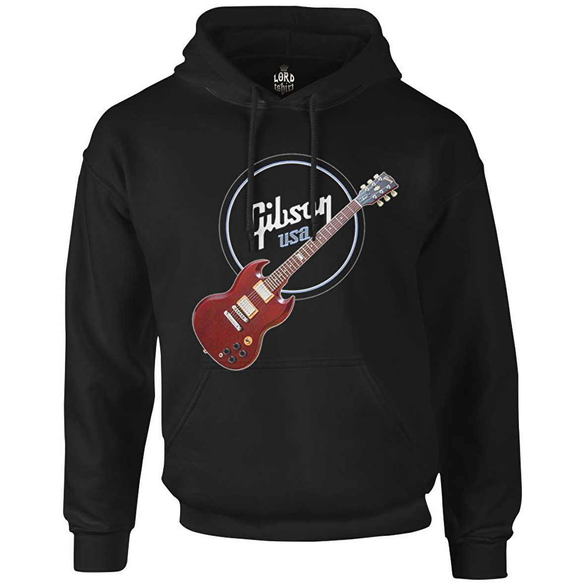 Gitar - Gibson - USA Siyah Erkek Fermuarsız Kapşonlu