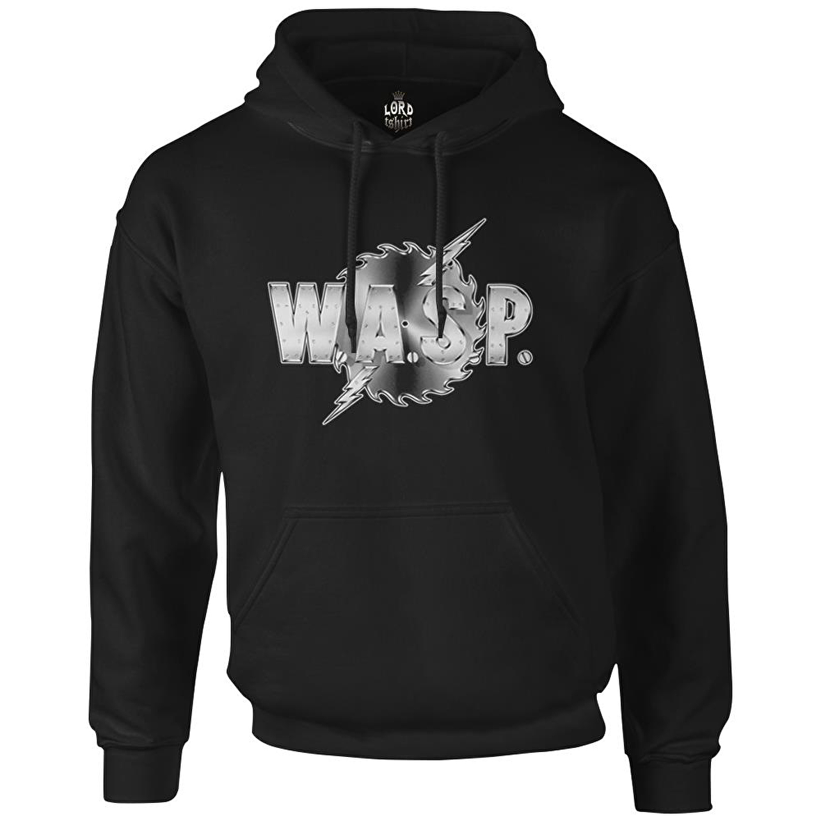 WASP Logo - Siyah Erkek Fermuarsız Kapşonlu