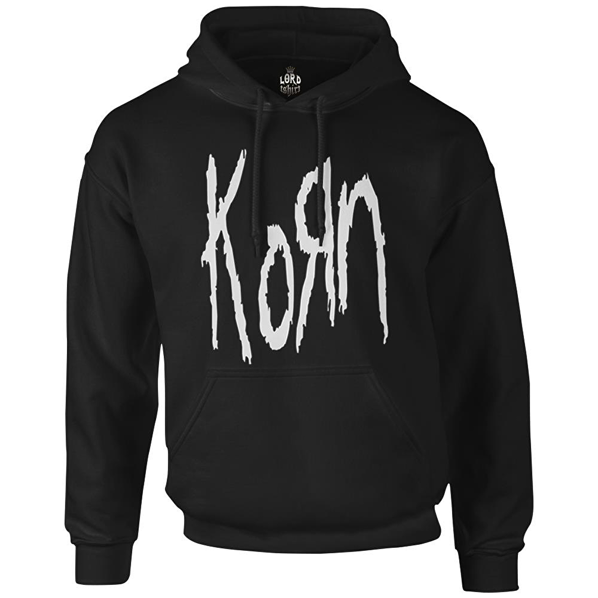 Korn - Logo Siyah Erkek Fermuarsız Kapşonlu
