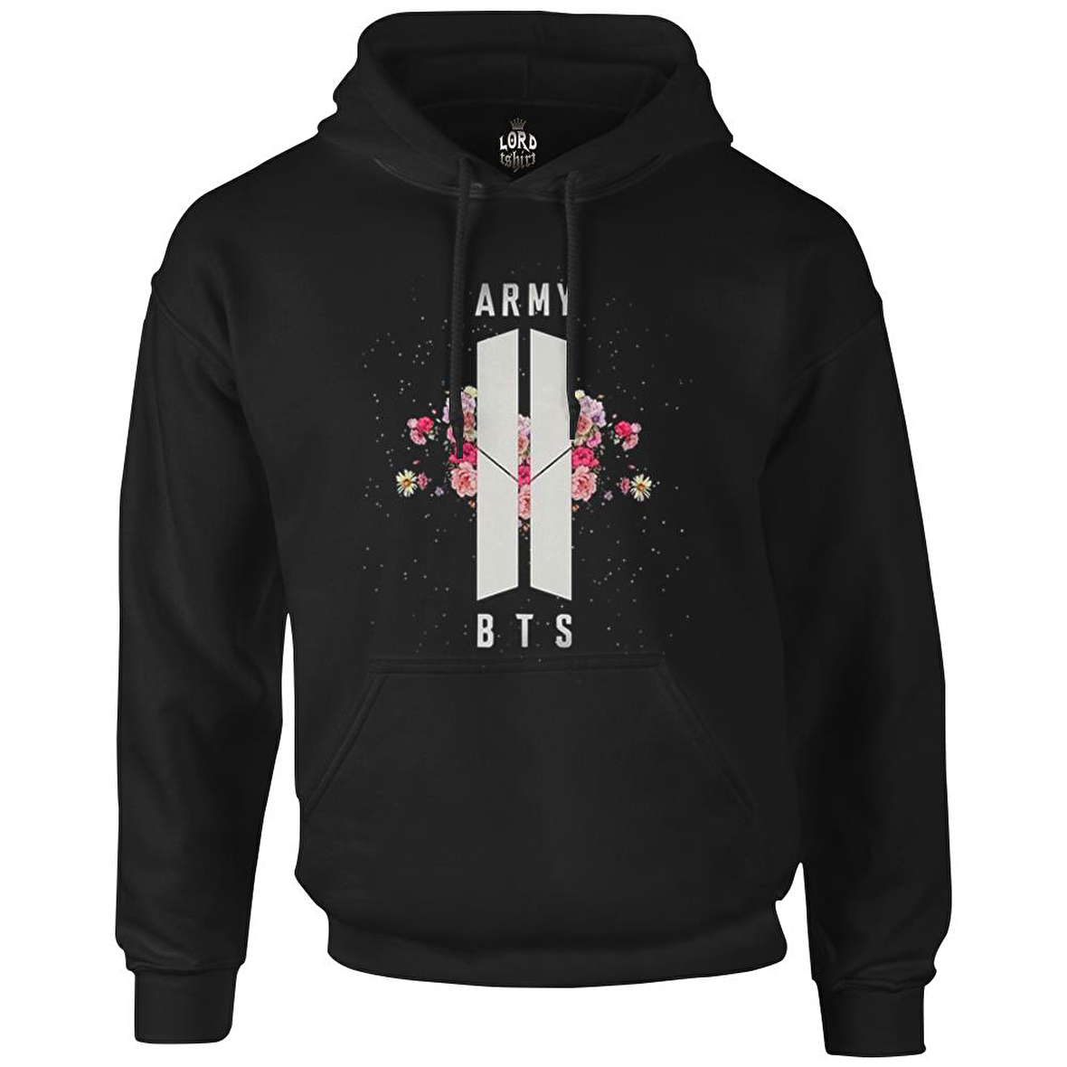 BTS - Logo Hit Siyah Erkek Fermuarsız Kapşonlu