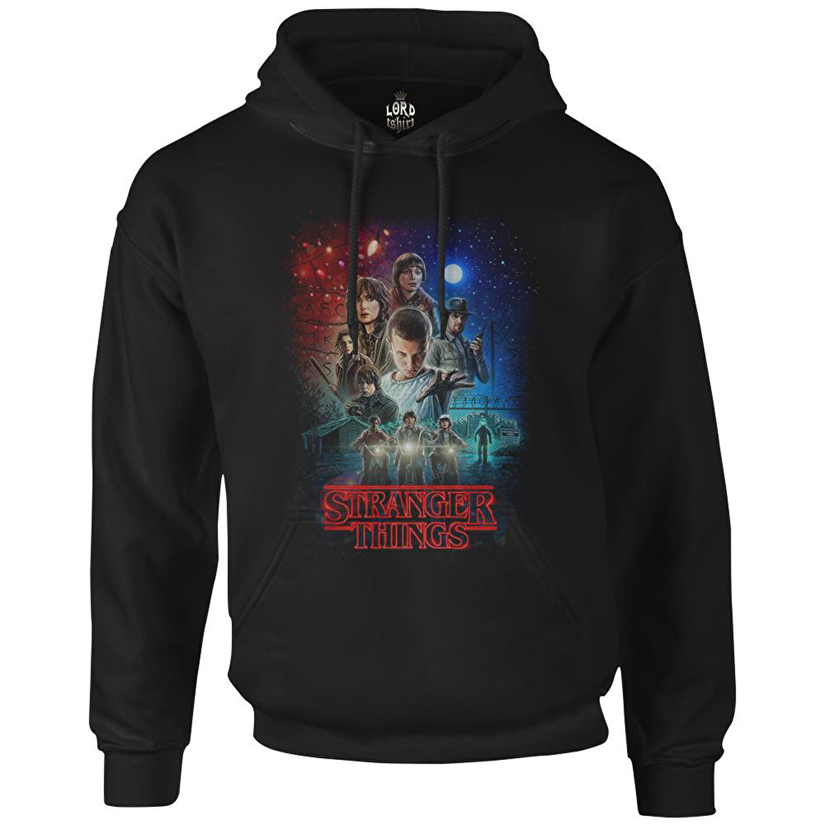 Stranger Things - Moonlight Siyah Erkek Fermuarsız Kapşonlu