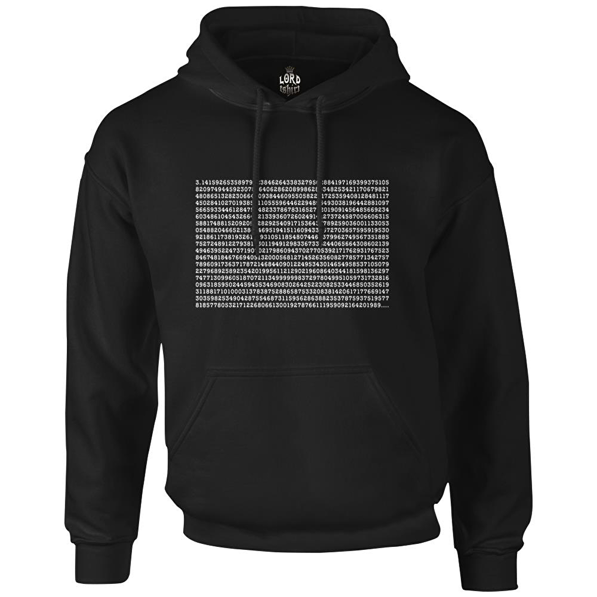 Matematik - Pi 0 Siyah Erkek Fermuarsız Kapşonlu
