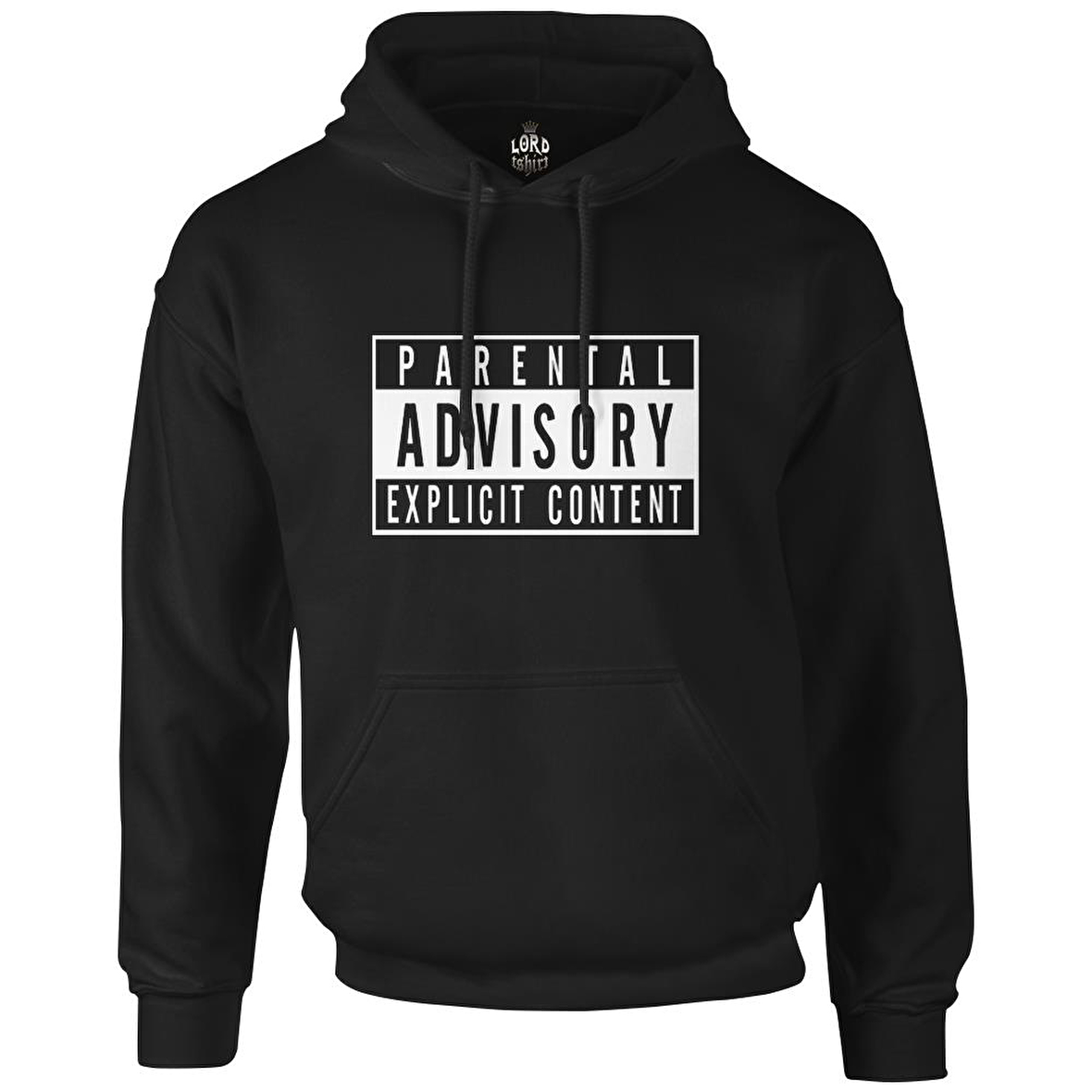 Parental Advisory Explicit Content Siyah Erkek Fermuarsız Kapşonlu
