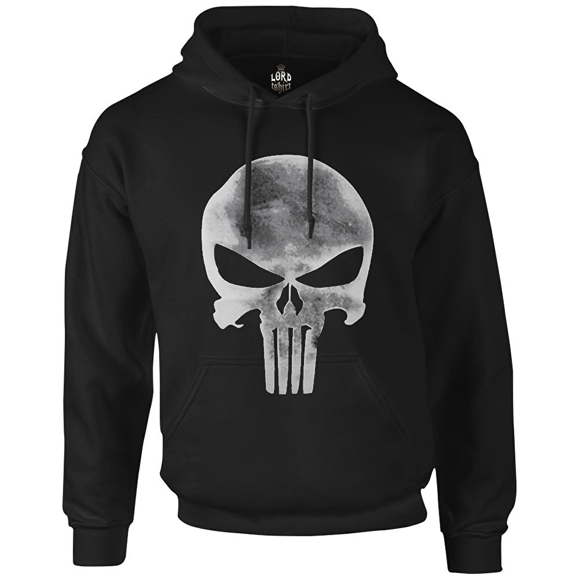 Punisher - Logo Siyah Erkek Fermuarsız Kapşonlu