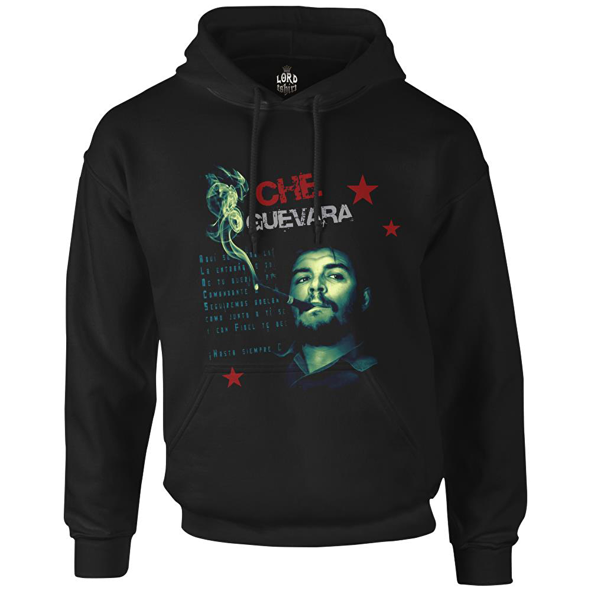 Che Guevara - Smoke Siyah Erkek Fermuarsız Kapşonlu