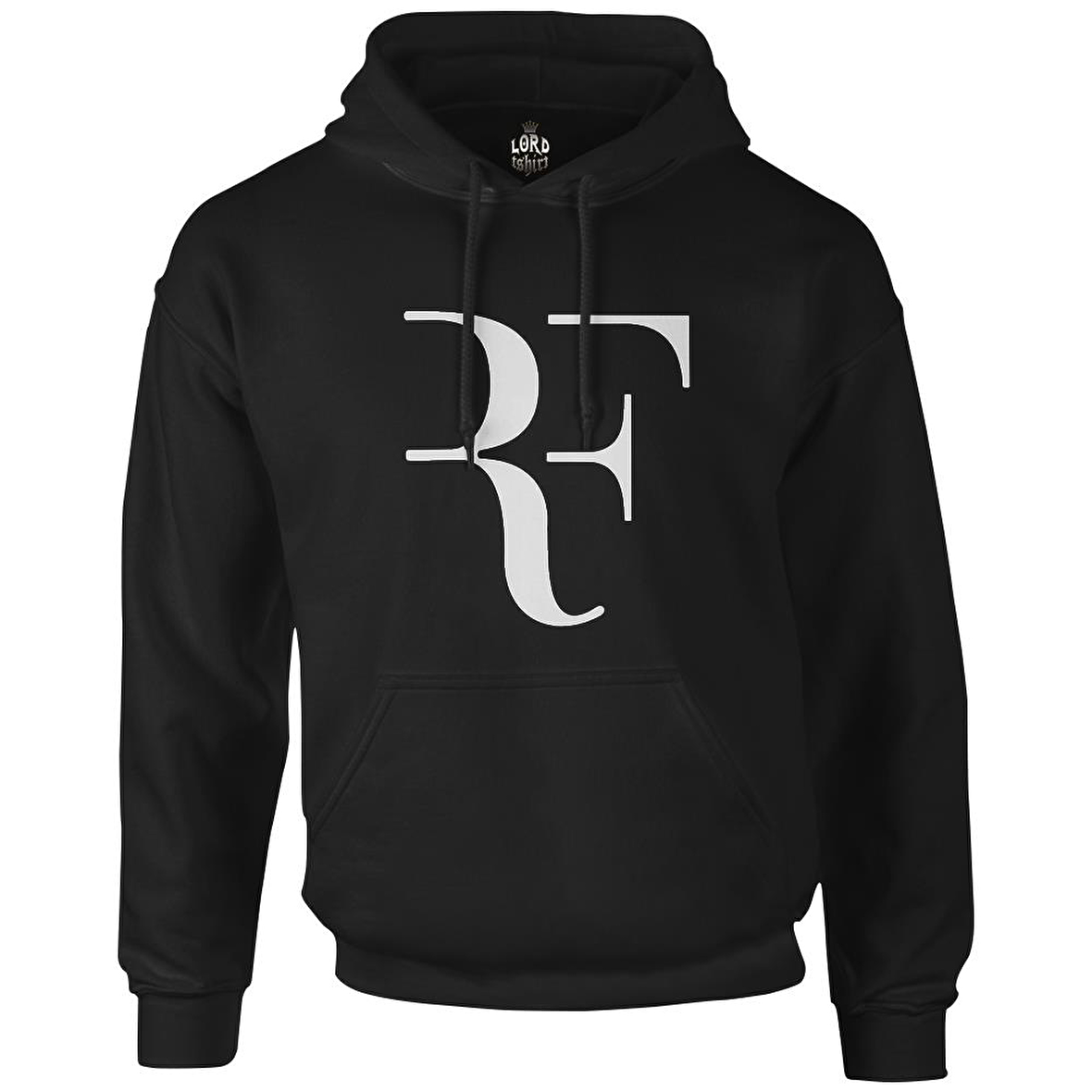 Roger Federer - Logo Siyah Erkek Fermuarsız Kapşonlu