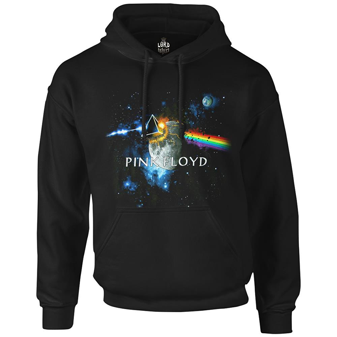 Pink Floyd - Above the Moon Siyah Erkek Fermuarsız Kapşonlu
