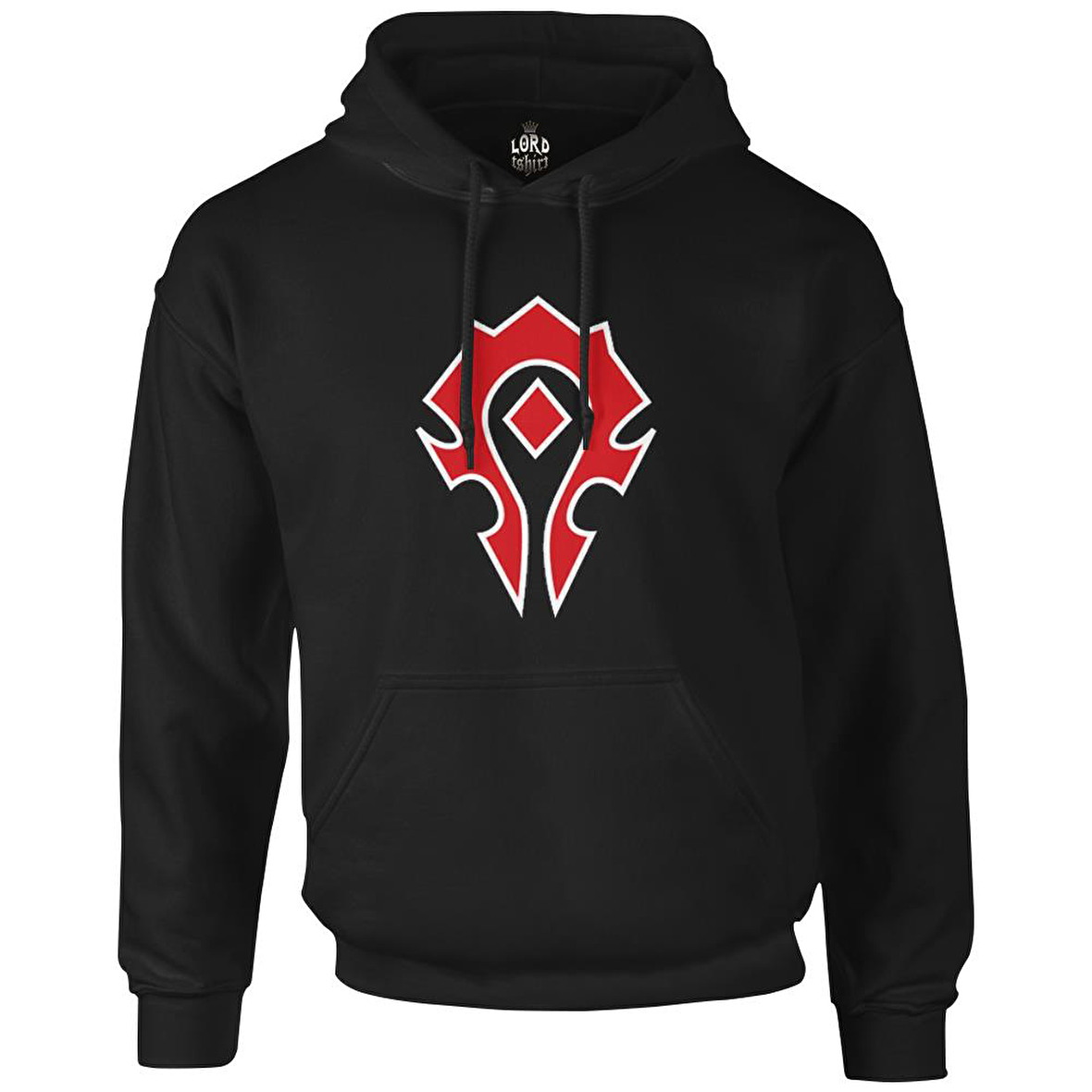 World Warcraft - Logo Siyah Erkek Fermuarsız Kapşonlu