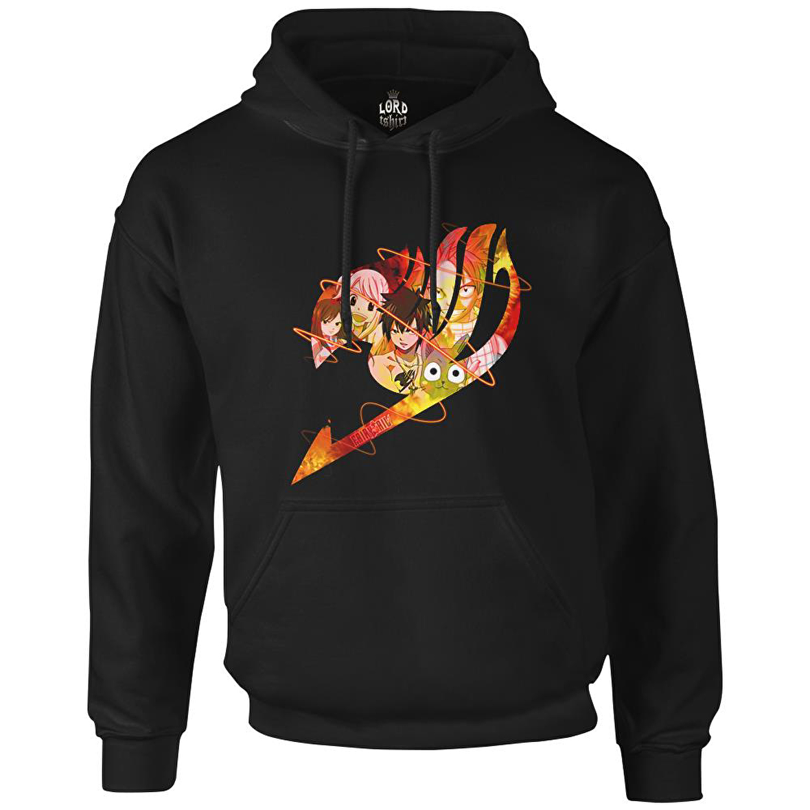 Fairy Tail Siyah Erkek Fermuarsız Kapşonlu