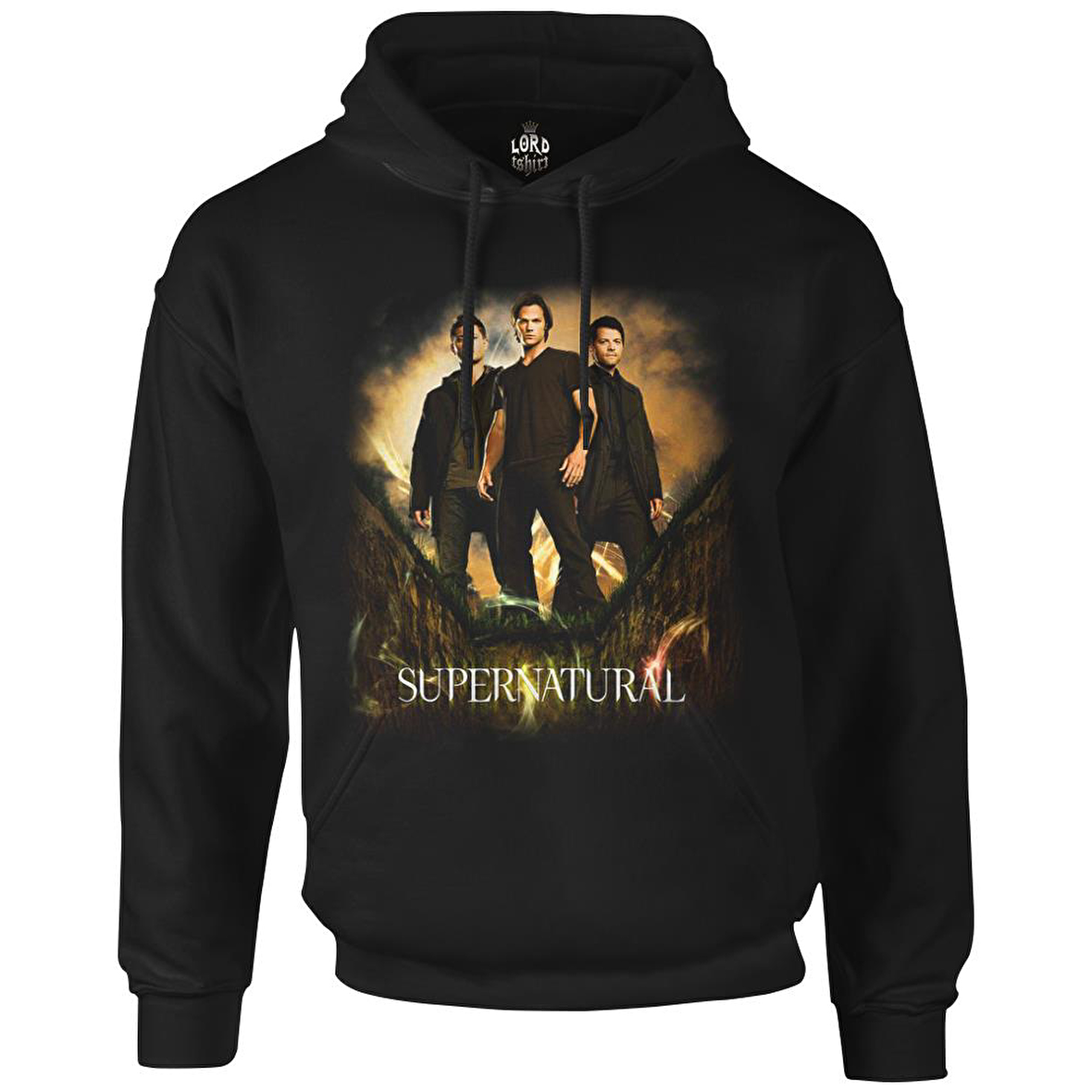 Supernatural Siyah Erkek Fermuarsız Kapşonlu