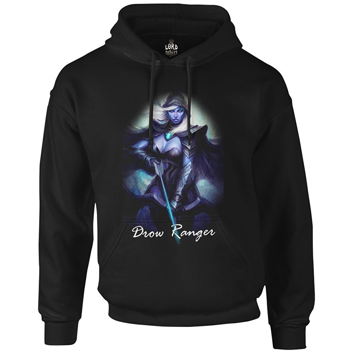 Dota 2 - Drow Ranger Siyah Erkek Fermuarsız Kapşonlu