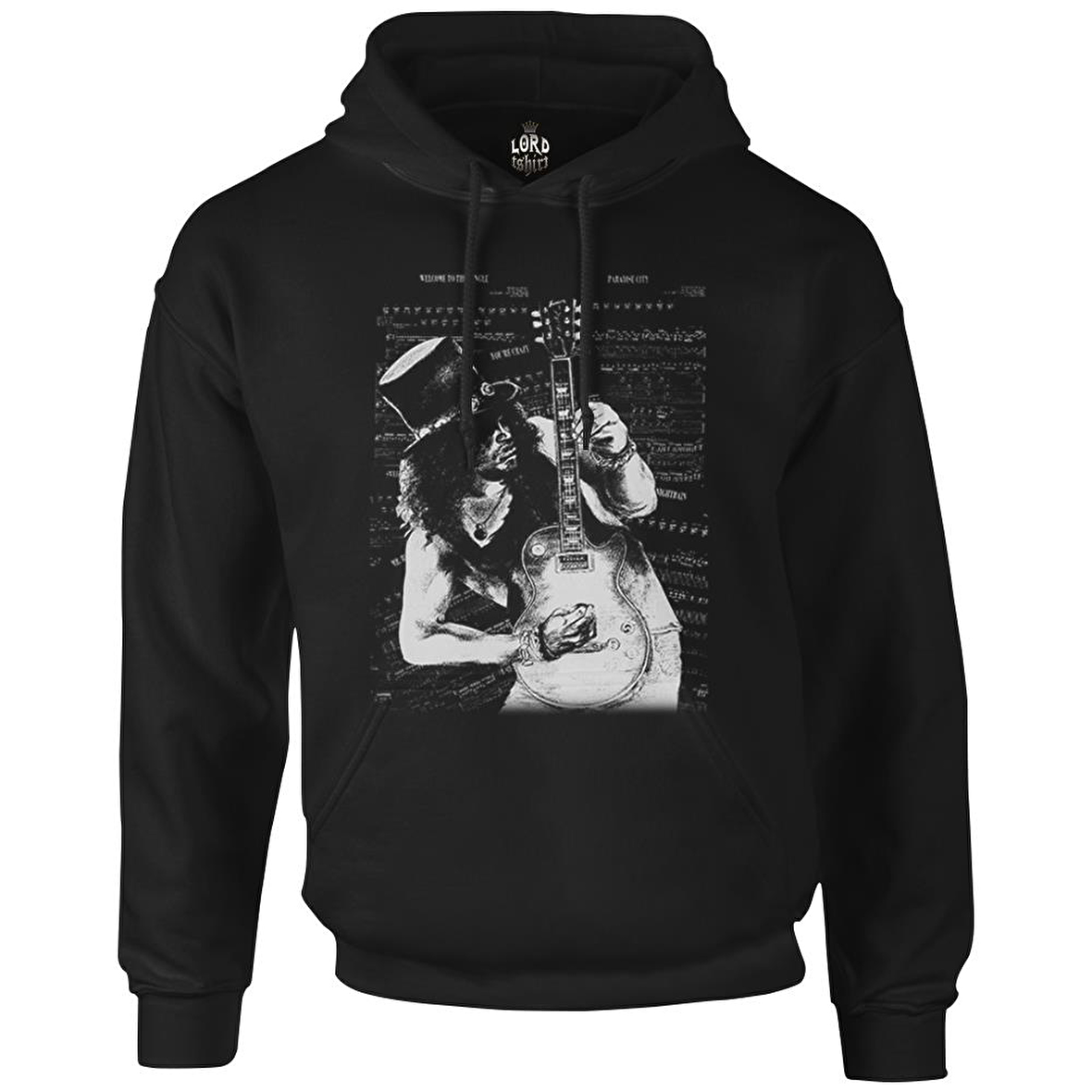 Slash - Guitar Siyah Erkek Fermuarsız Kapşonlu