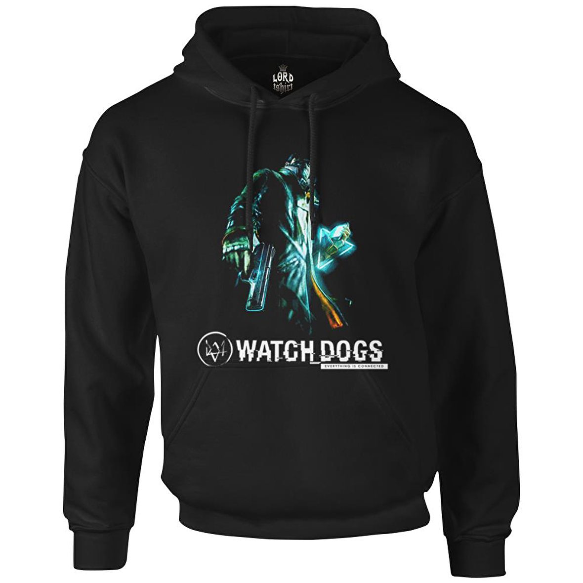 Watch Dogs Siyah Erkek Fermuarsız Kapşonlu