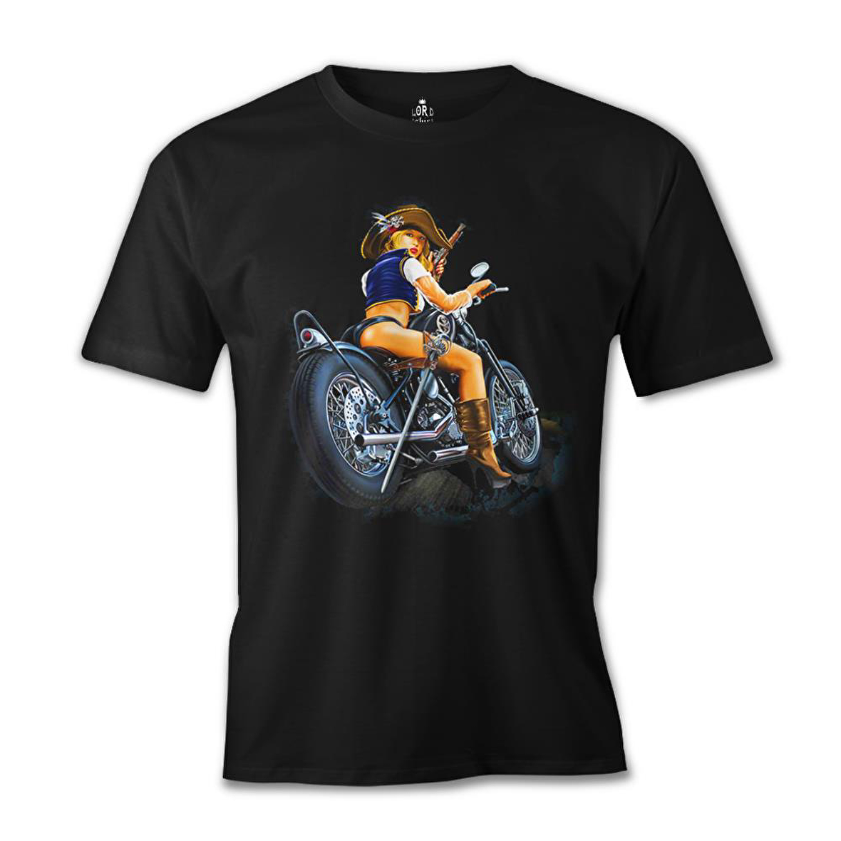 Motosiklet - Biker Girl Siyah Erkek Tshirt