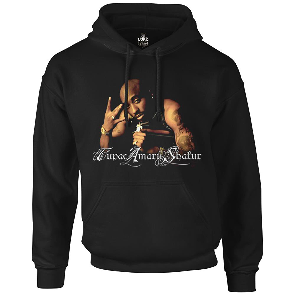 Tupac Shakur 2 Siyah Erkek Fermuarsız Kapşonlu