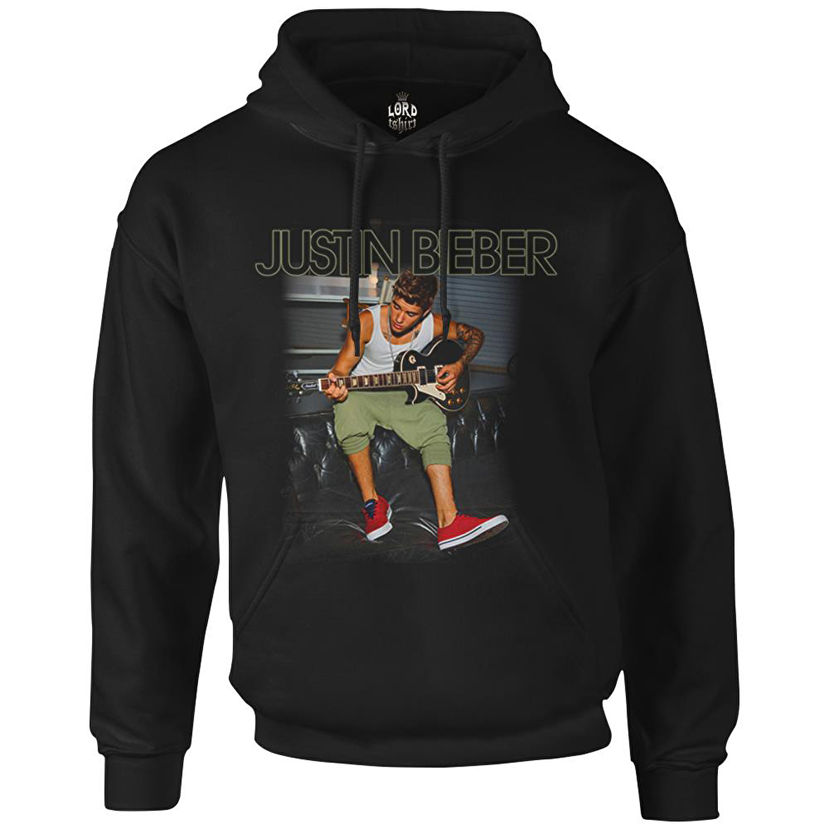 Justin Bieber - Guitar Siyah Erkek Fermuarsız Kapşonlu