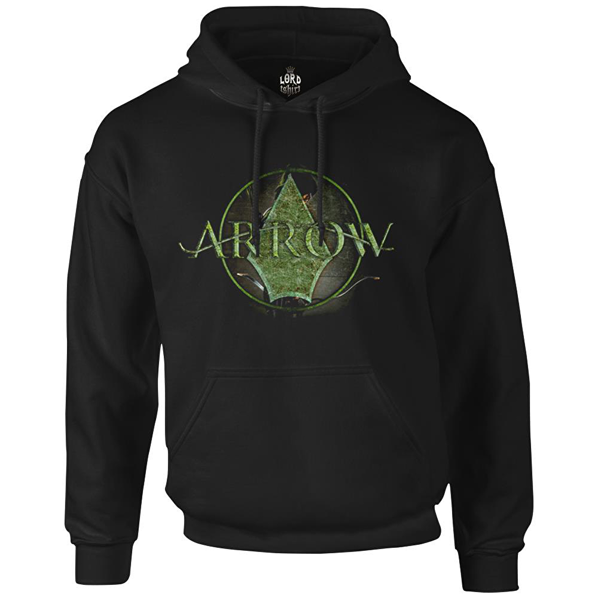 Arrow - Logo Siyah Erkek Fermuarsız Kapşonlu