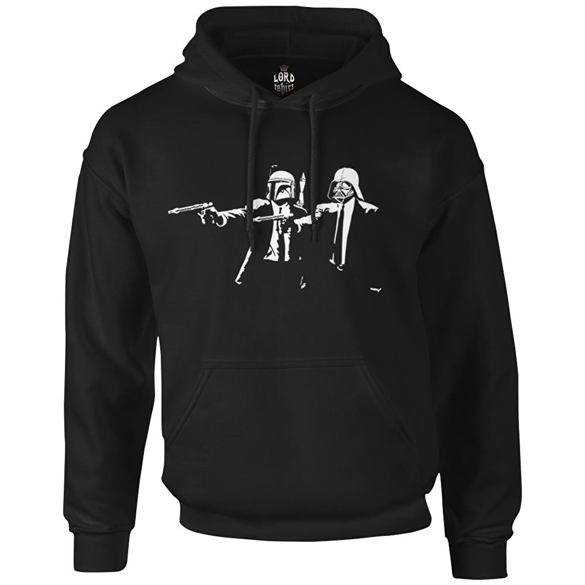 Star Wars & Pulp Fiction Siyah Erkek Fermuarsız Kapşonlu
