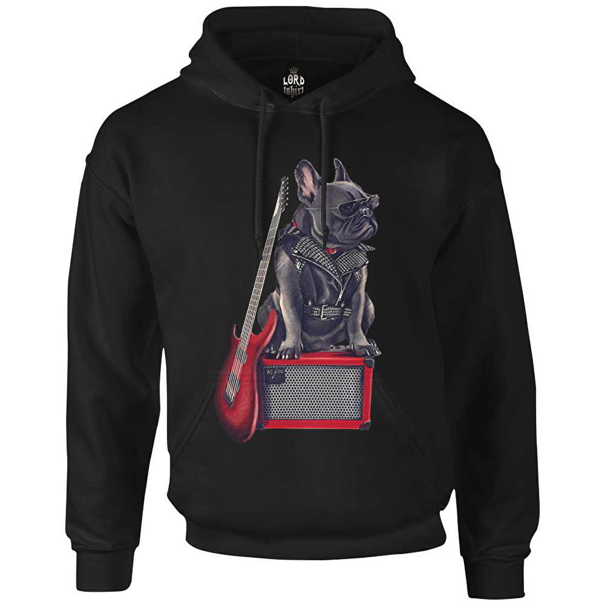 Rocker Dog Siyah Erkek Fermuarsız Kapşonlu