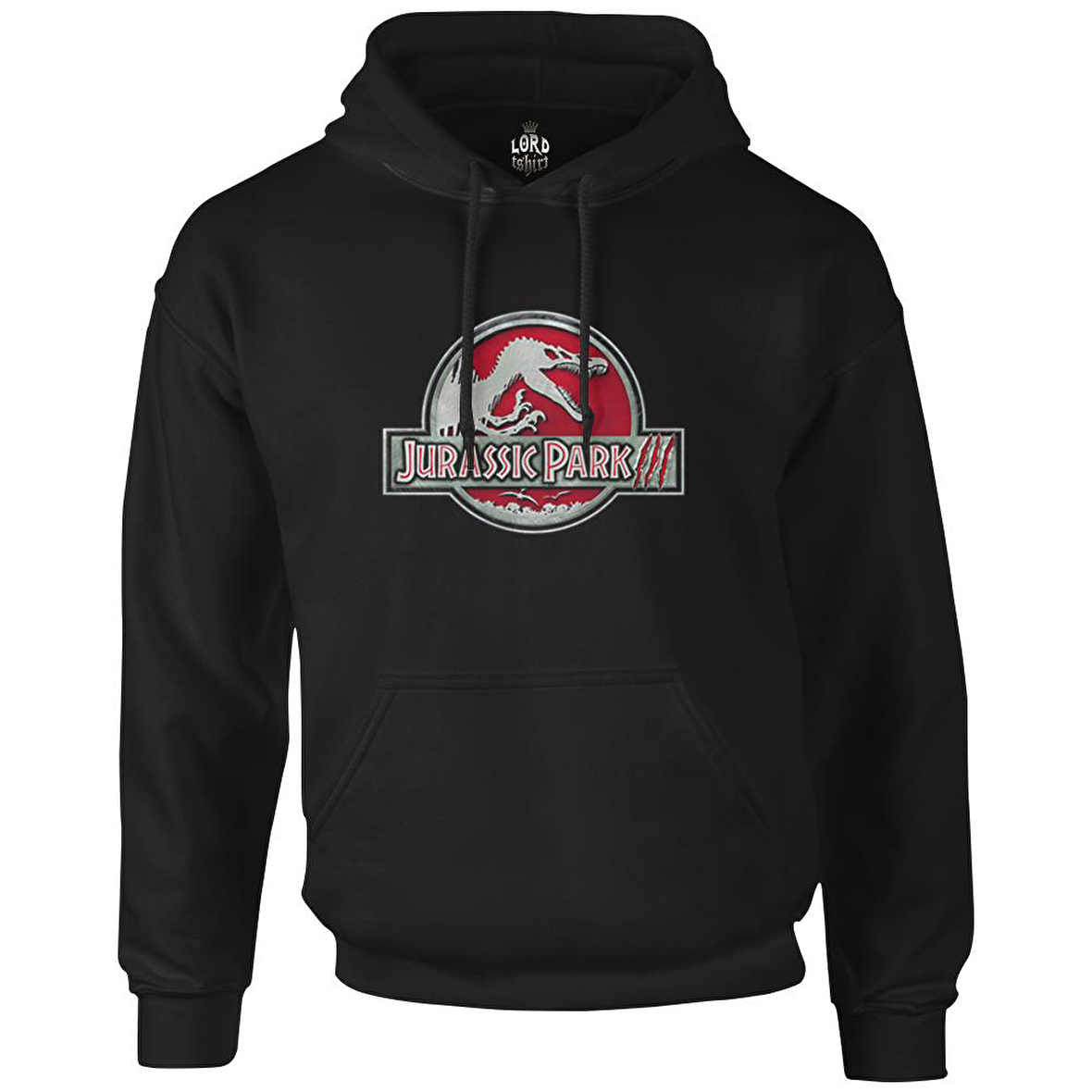 Jurassic Park - Logo Siyah Erkek Fermuarsız Kapşonlu