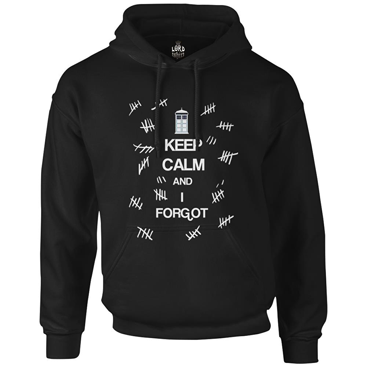 Doctor Who - Keep Calm and i Forgot Siyah Erkek Fermuarsız Kapşonlu