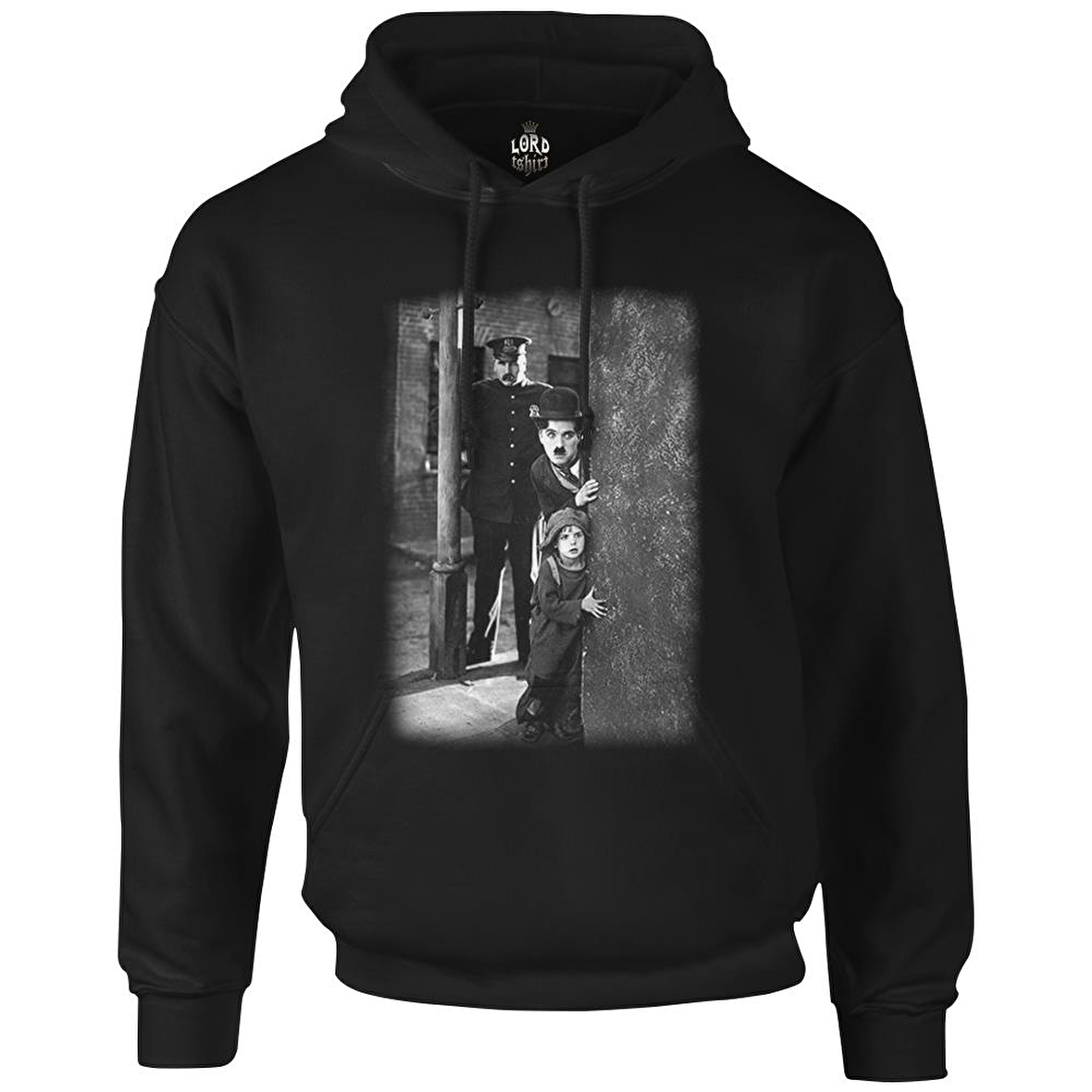 Charlie Chaplin Siyah Erkek Fermuarsız Kapşonlu
