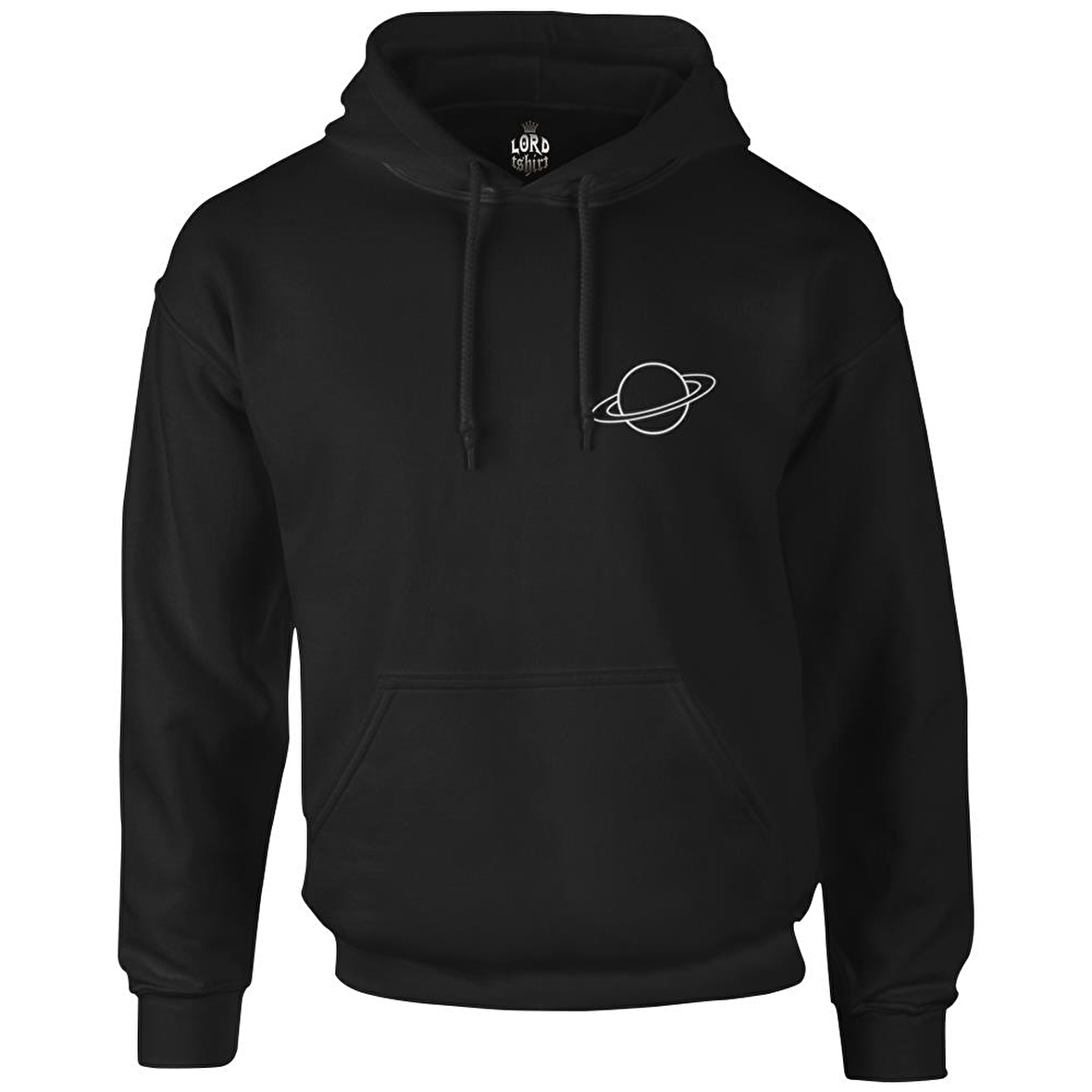 Saturn Logo Siyah Erkek Fermuarsız Kapşonlu
