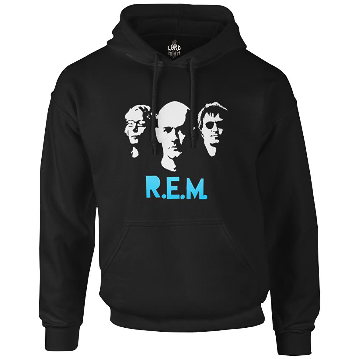 R.E.M Siyah Erkek Fermuarsız Kapşonlu