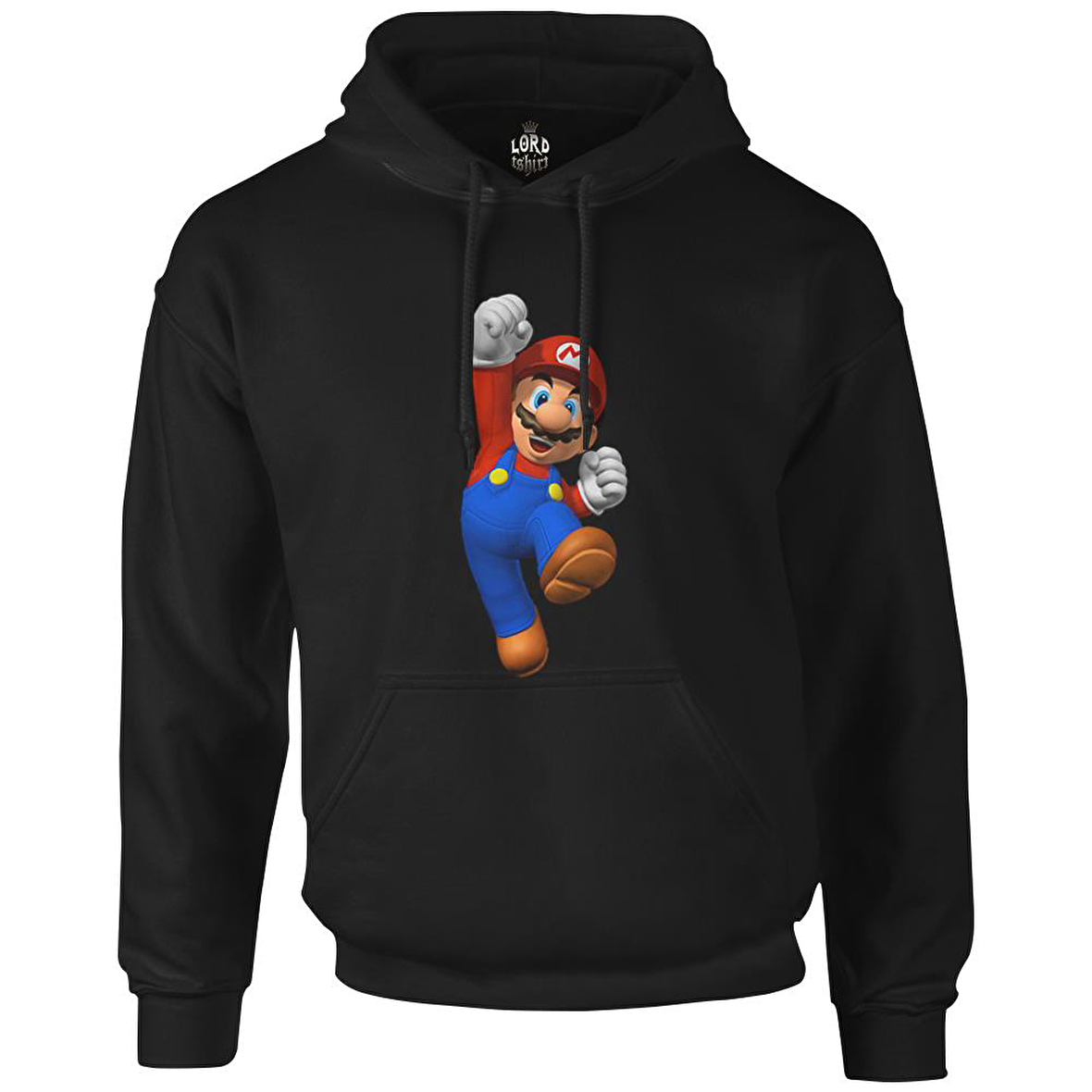 Mario & Luigi - Mario Siyah Erkek Fermuarsız Kapşonlu