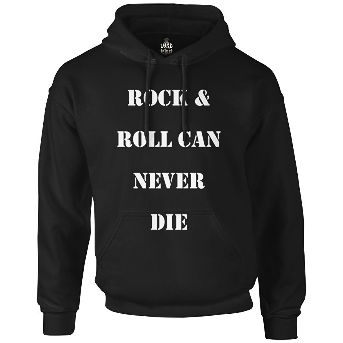 Rock & Roll Can Never Die Siyah Erkek Fermuarsız Kapşonlu