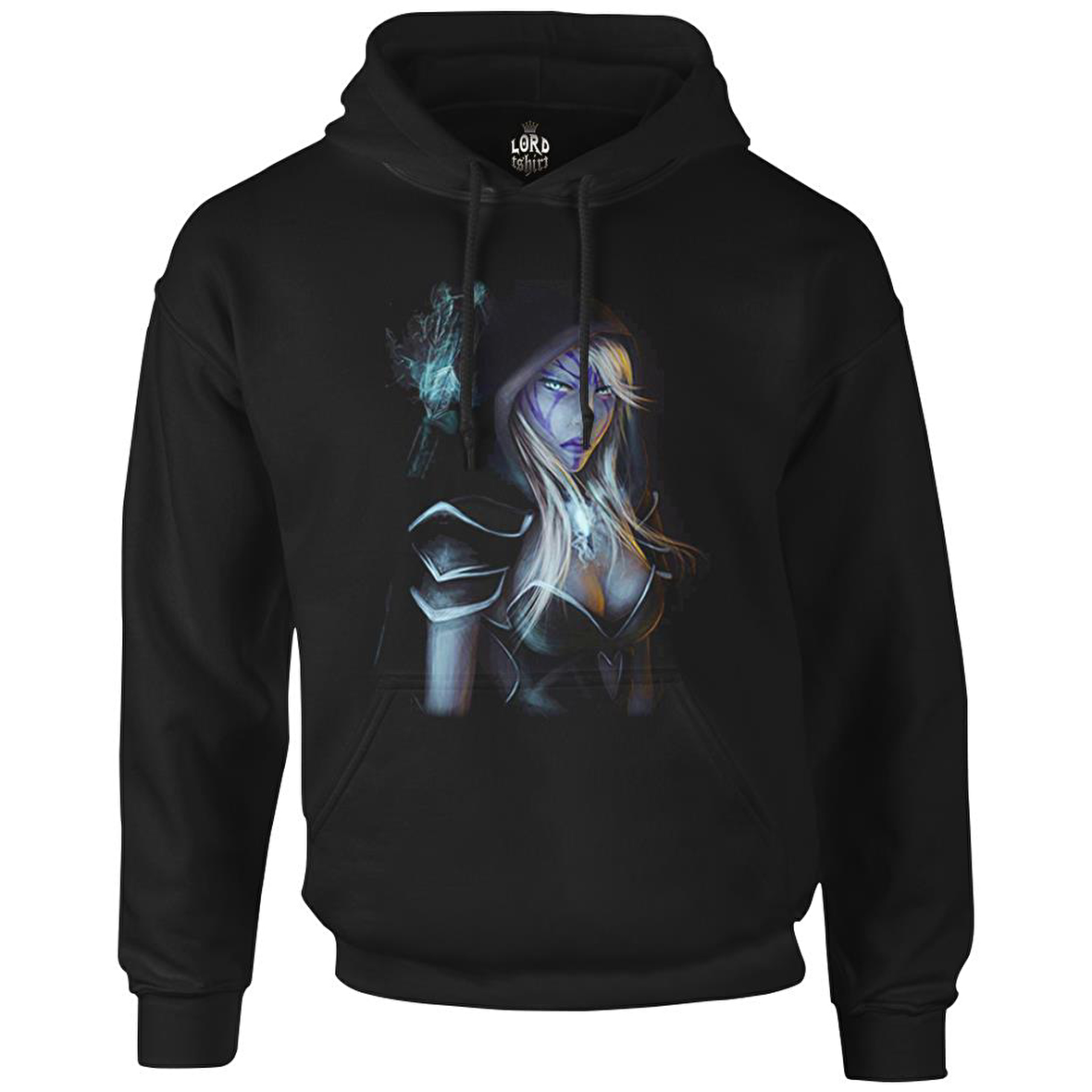 Dota 2 - Drow Ranger 2 Siyah Erkek Fermuarsız Kapşonlu