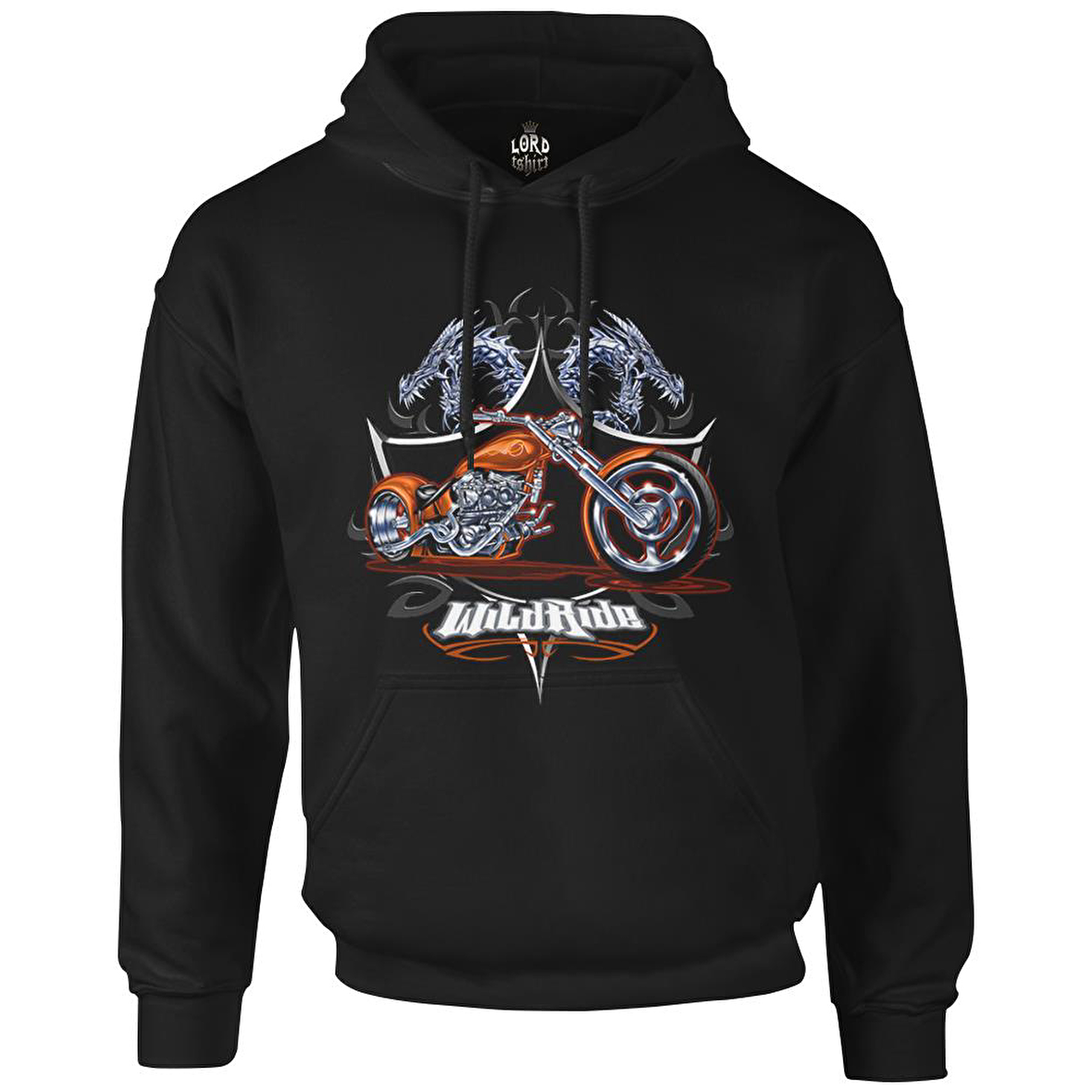 Motosiklet - Motor Ride Siyah Erkek Fermuarsız Kapşonlu