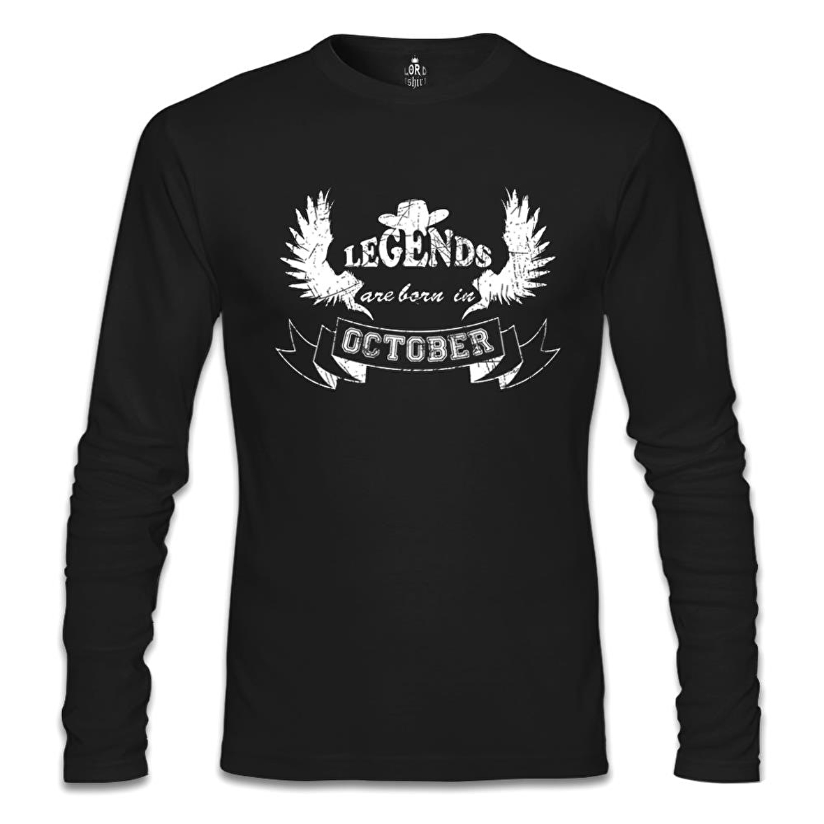 Legends Born in October - Hat Siyah Erkek Sweatshirt