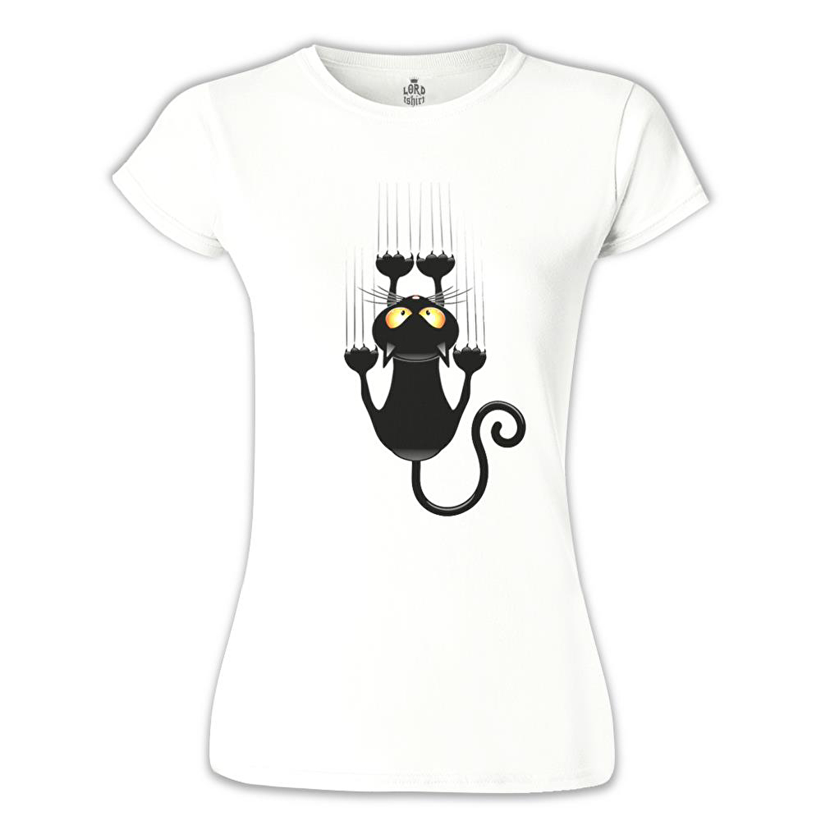 Kedi - Scratch Beyaz Bayan Tshirt